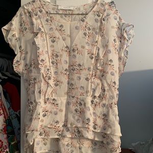 Ivory Floral Print Babydoll Blouse
